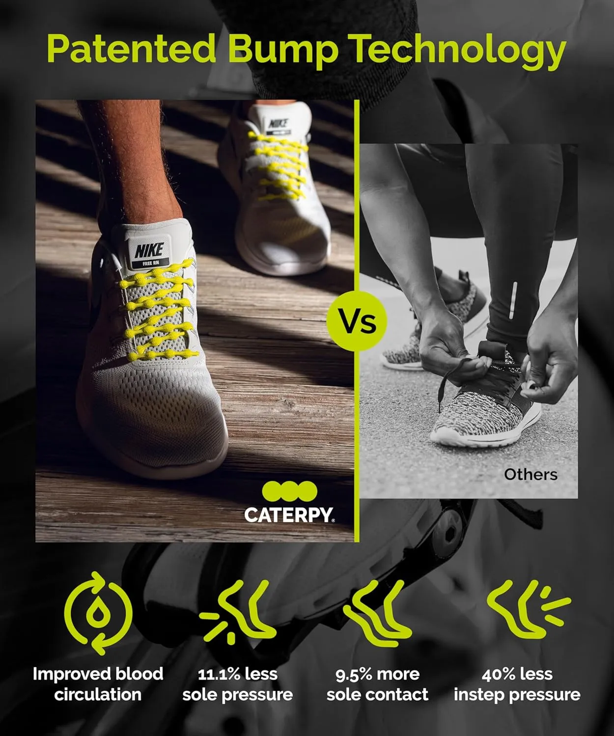 Caterpy Run - The Ultimate Elastic No Tie Shoelaces for Adults & Kids (3 & 6 Pack)