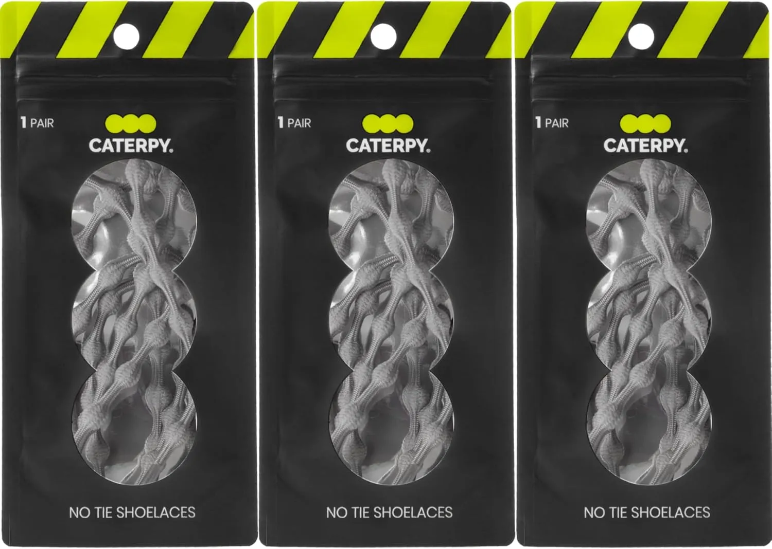 Caterpy Run - The Ultimate Elastic No Tie Shoelaces for Adults & Kids (3 & 6 Pack)