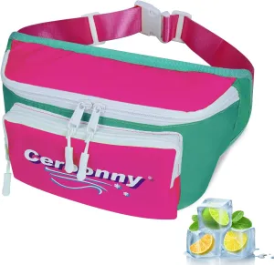 Cerbonny Small Cooler Bag,Insulated Snack Bag,Freezable Snack Bags,80s Fanny Pack,Retro Cooler,Fanny Packs,Red and Green