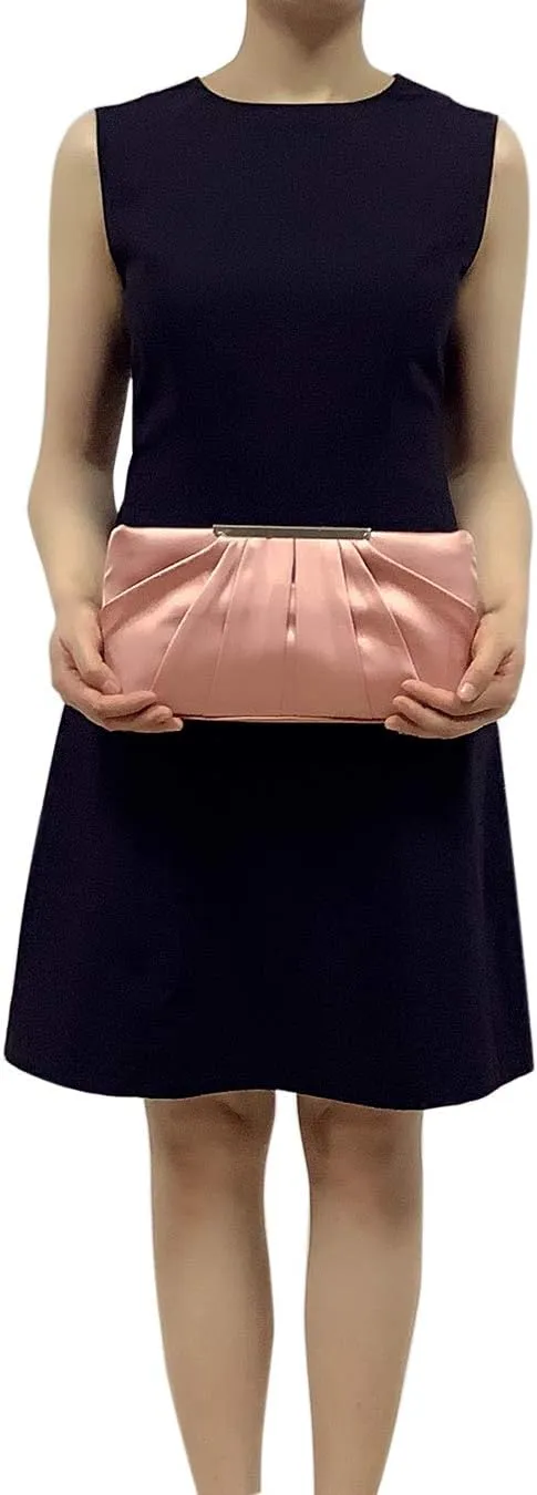 CHARMING TAILOR Clutch Evening Bag Elegant Pleated Satin Formal Handbag Simple Classy Purse for Women