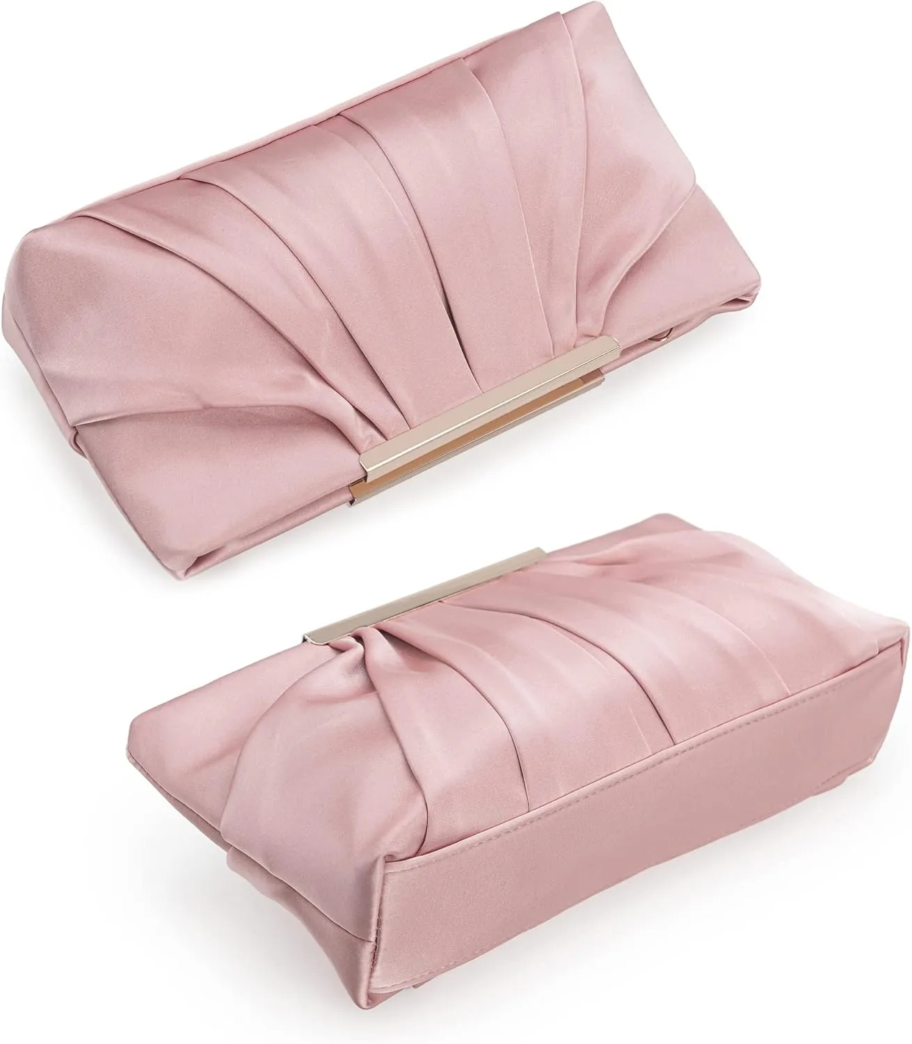 CHARMING TAILOR Clutch Evening Bag Elegant Pleated Satin Formal Handbag Simple Classy Purse for Women