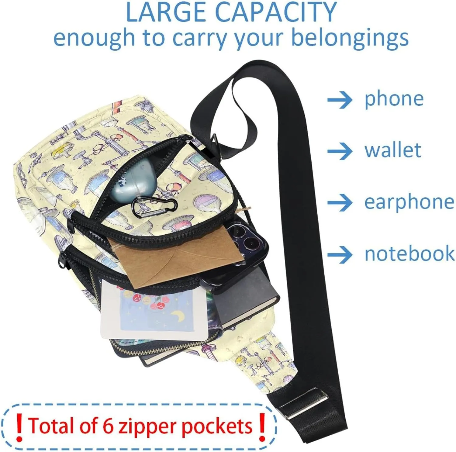 chemical lab scientific Sling Bag for Women Men Crossbody Shoulder Tote Blet Bags Backpack Fanny Pack Travel Purse