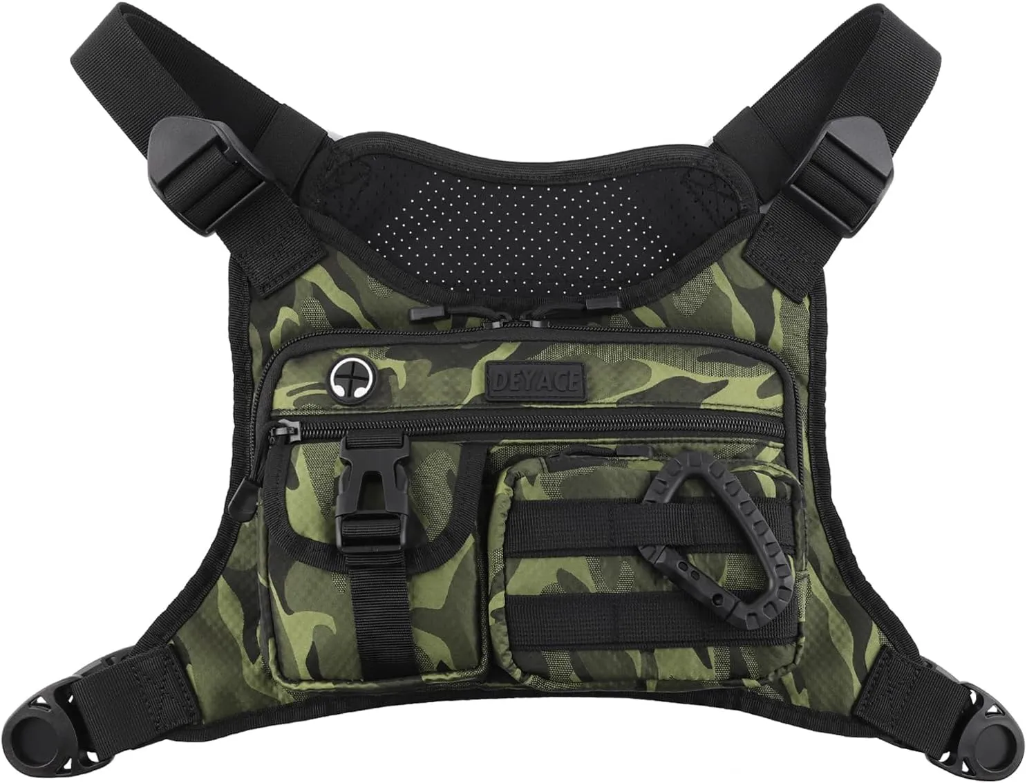 Chest Bag For Men, Tactical Inspired Sports Utility Chest Pack, EDC Pouch Bag With Built-In Phone Holder for Workouts, Running, Cycling, Green