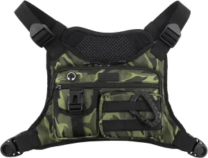 Chest Bag For Men, Tactical Inspired Sports Utility Chest Pack, EDC Pouch Bag With Built-In Phone Holder for Workouts, Running, Cycling, Green