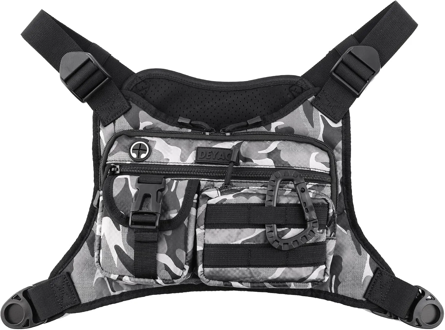 Chest Bag For Men, Tactical Inspired Sports Utility Chest Pack, EDC Pouch Bag With Built-In Phone Holder for Workouts, Running, Cycling, Grey
