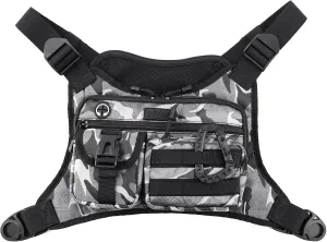 Chest Bag For Men, Tactical Inspired Sports Utility Chest Pack, EDC Pouch Bag With Built-In Phone Holder for Workouts, Running, Cycling, Grey