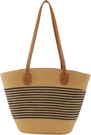 CHIC DIARY Straw bag Woven Tote Bag for Women Beach Purse Summer Shoulder Bag With Zipper Bohemian Crossbody Bag For Vacation