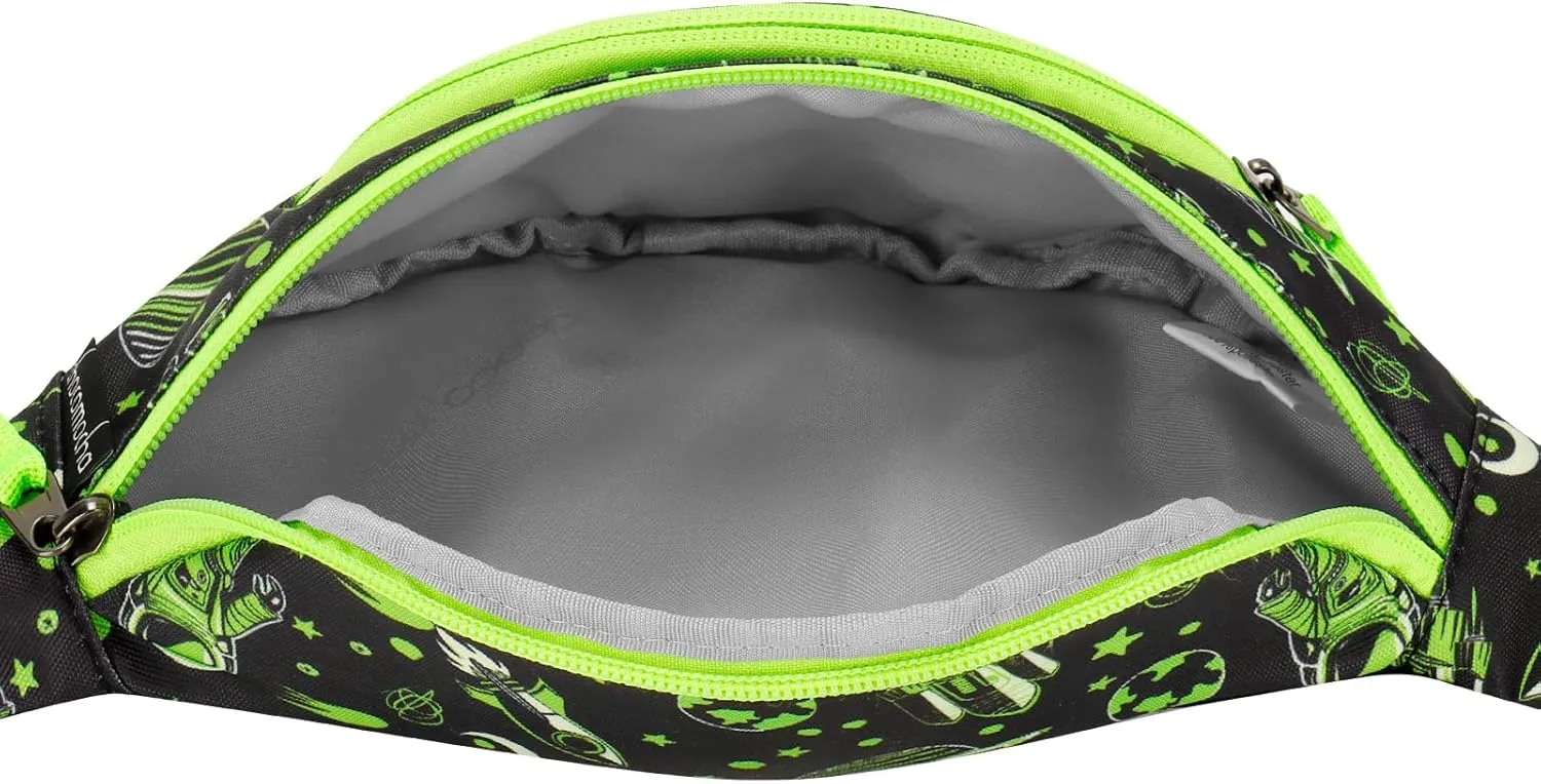 Choco Mocha Kids Fanny Pack Boys Astronaut Toddler Belt Bag 2-4 4-6 Kid Waist Bag Outer for Little Boy age 6-9 8-12 Small Hip Pack Neon Green