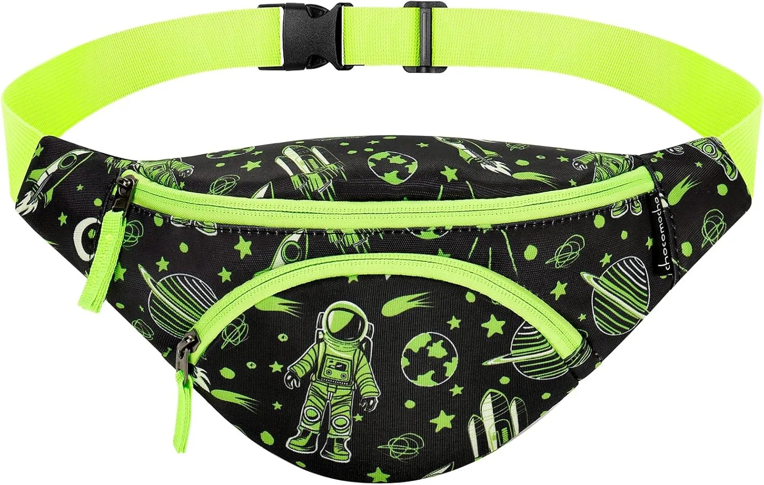 Choco Mocha Kids Fanny Pack Boys Astronaut Toddler Belt Bag 2-4 4-6 Kid Waist Bag Outer for Little Boy age 6-9 8-12 Small Hip Pack Neon Green