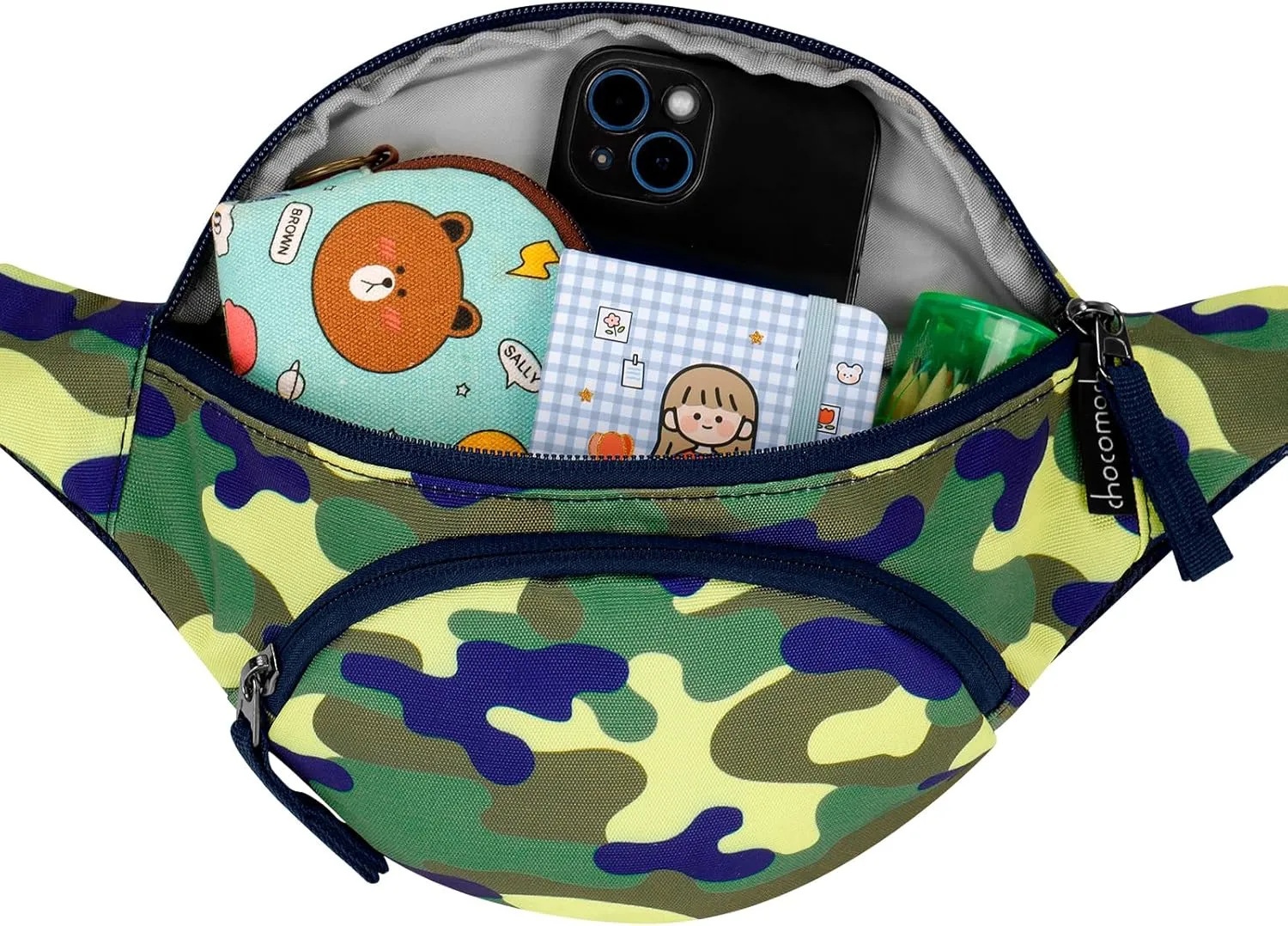 Choco Mocha Kids Fanny Pack Boys Camo Toddler Belt Bag 2-4 4-6 Kid Waist Bag Outer for Little Boy age 6-9 8-12 Small Hip Pack Yellow