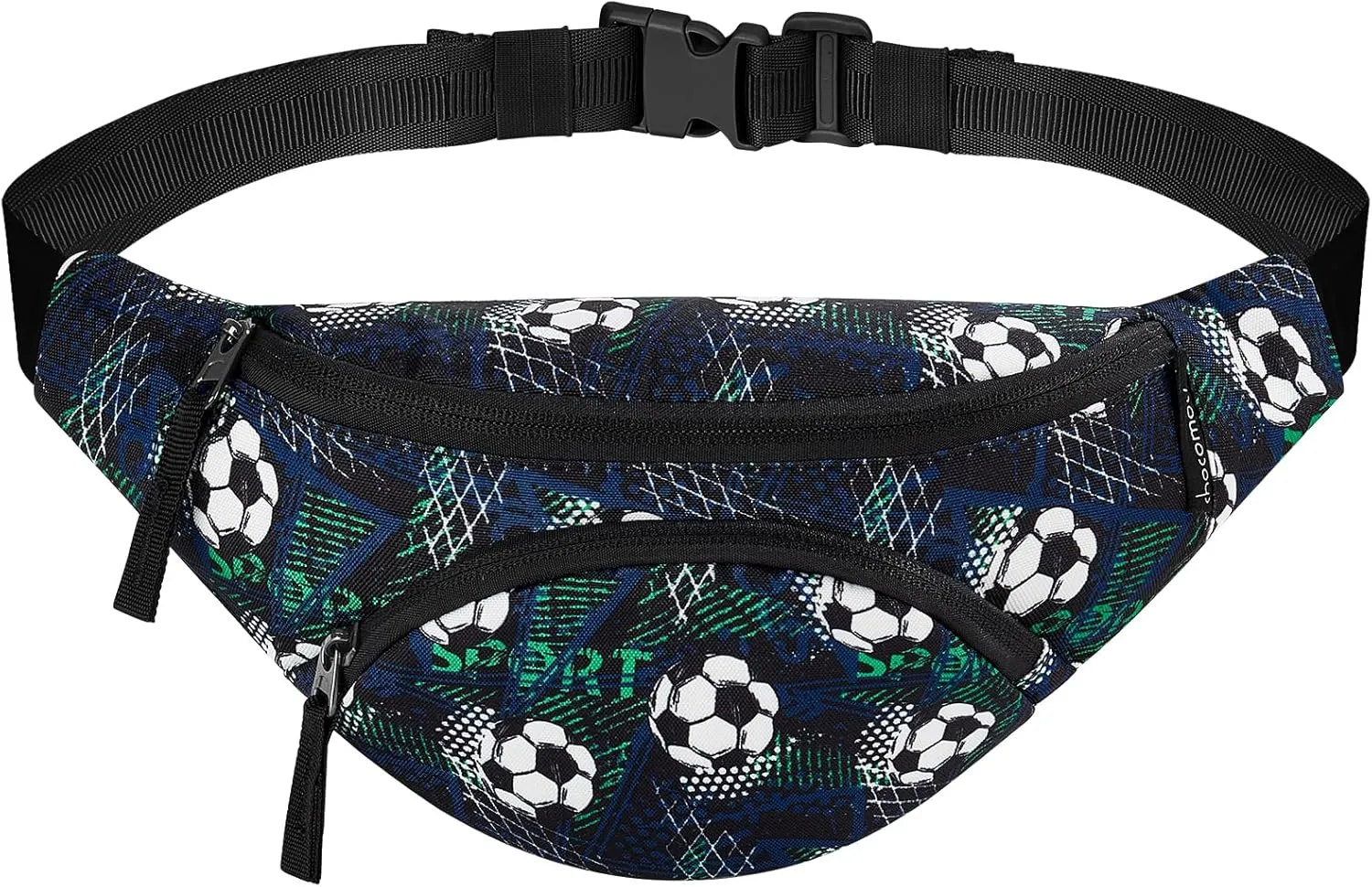 Choco Mocha Kids Fanny Pack Boys Football Toddler Belt Bag 2-4 4-6 Kid Waist Bag Outer for Little Boy age 6-9 8-12 Small Hip Pack Black