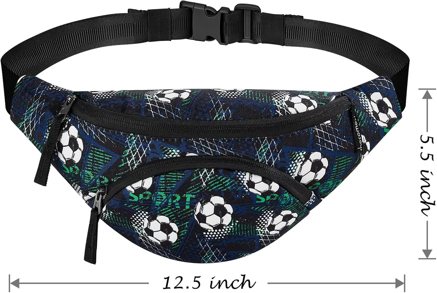 Choco Mocha Kids Fanny Pack Boys Football Toddler Belt Bag 2-4 4-6 Kid Waist Bag Outer for Little Boy age 6-9 8-12 Small Hip Pack Black