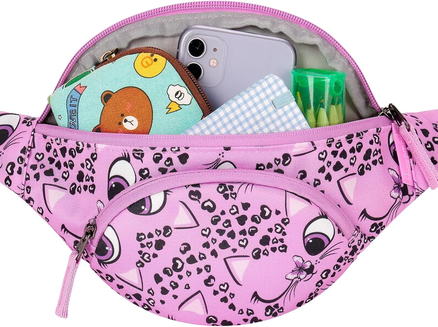 Choco Mocha Kids Fanny Pack Girls Cat Fanny Bag for Kid Age 6-8 8-12 Toddler Belt Bag for Little Girls 2-4 4-6 Waist Pack Hip Packs Pink