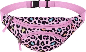 Choco Mocha Kids Fanny Pack Girls Cheetah Fanny Bag for Kid Age 6-8 8-12 Toddler Belt Bag for Little Girls 2-4 4-6 Waist Pack Hip Packs Pink