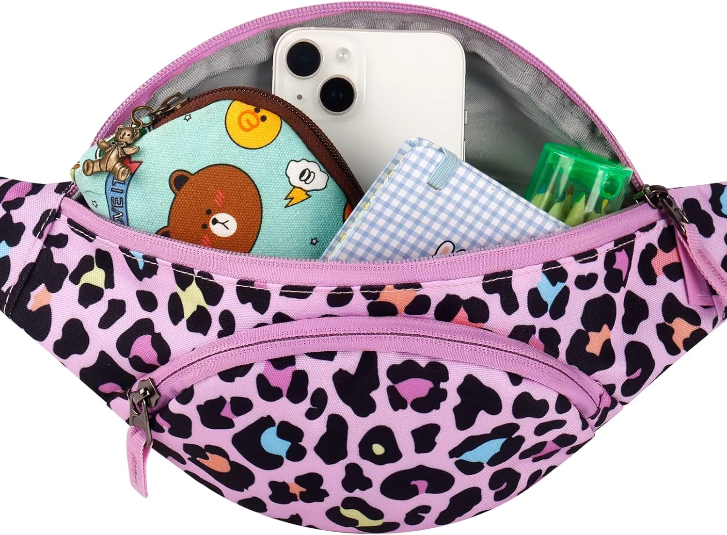 Choco Mocha Kids Fanny Pack Girls Cheetah Fanny Bag for Kid Age 6-8 8-12 Toddler Belt Bag for Little Girls 2-4 4-6 Waist Pack Hip Packs Pink