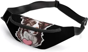 Chocolate Border Collie Crossbody Fanny Pack Waist Packs Adjustable Shoulder Bags Sling Bag for Hiking Running Cycling