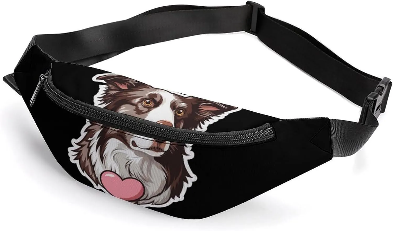 Chocolate Border Collie Crossbody Fanny Pack Waist Packs Adjustable Shoulder Bags Sling Bag for Hiking Running Cycling