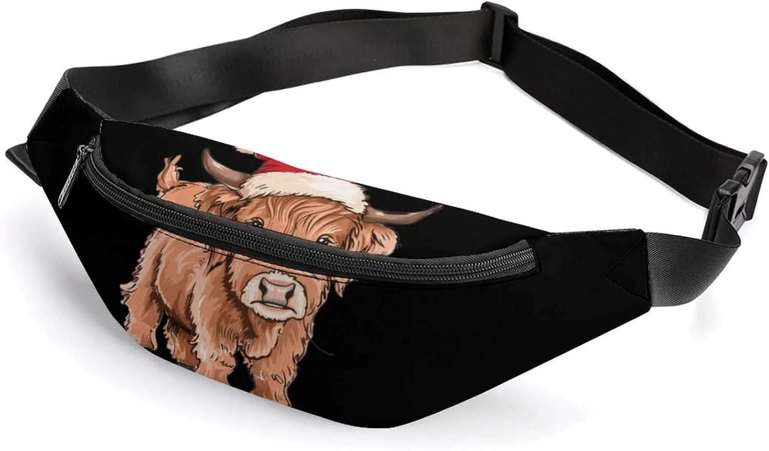 Christmas Cow Crossbody Fanny Pack Waist Packs Adjustable Shoulder Bags Sling Bag for Hiking Running Cycling