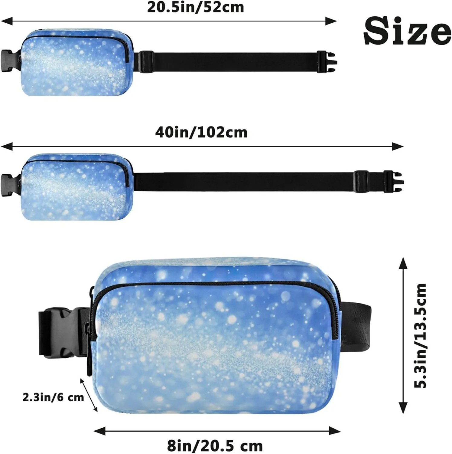Christmas Snowfall Light Blue Women Fanny Packs Colorful Anti Theft Belt Bag Waterproof Crossbody Waist Purse