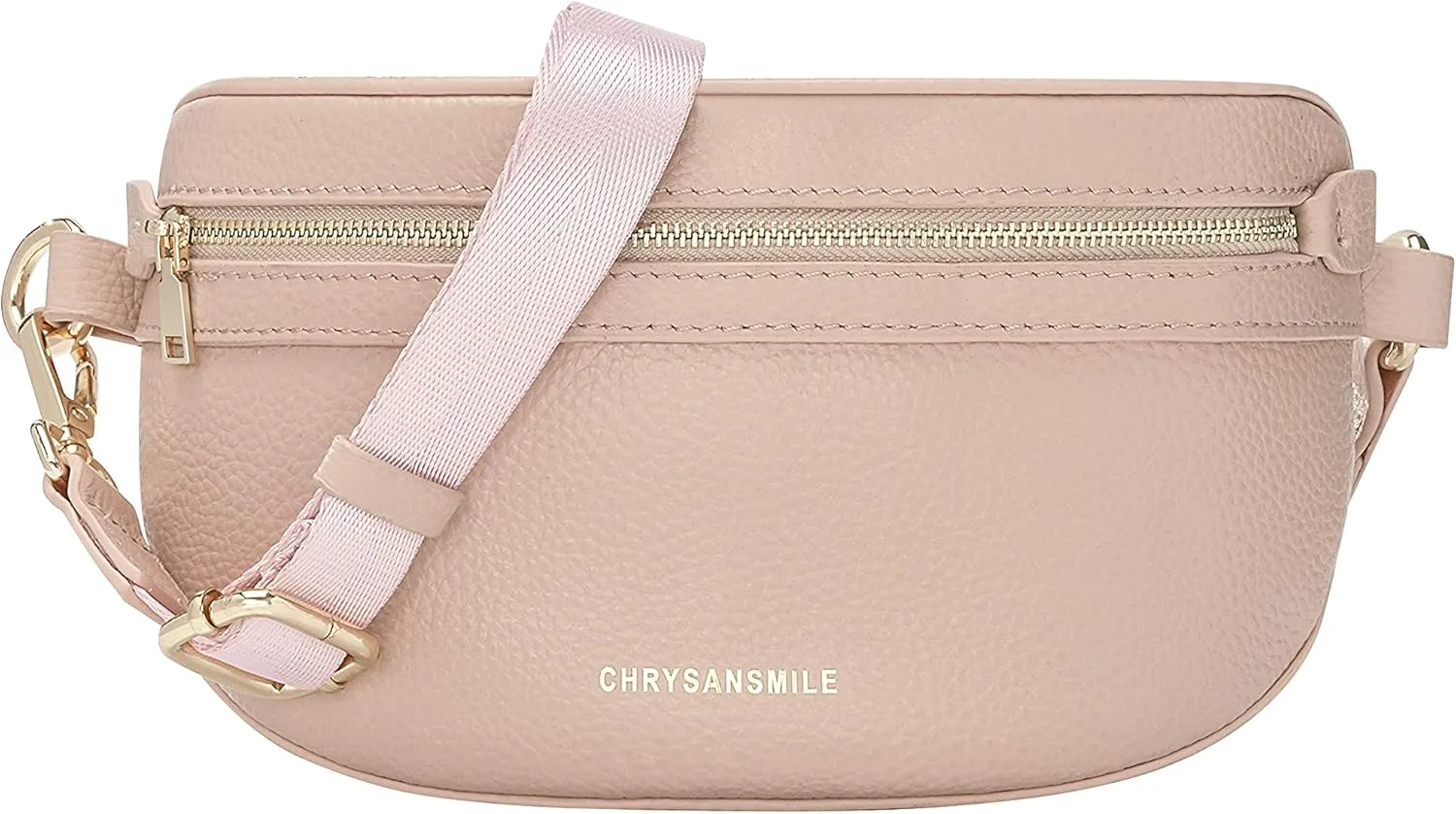 Chrysansmile Genuine Leather Belt Bag Crossbody Fanny Packs for Women Men Pink Fashion Waist Packs