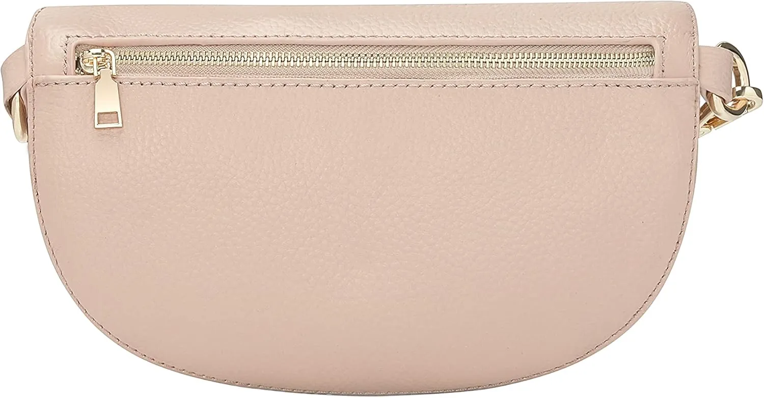 Chrysansmile Genuine Leather Belt Bag Crossbody Fanny Packs for Women Men Pink Fashion Waist Packs