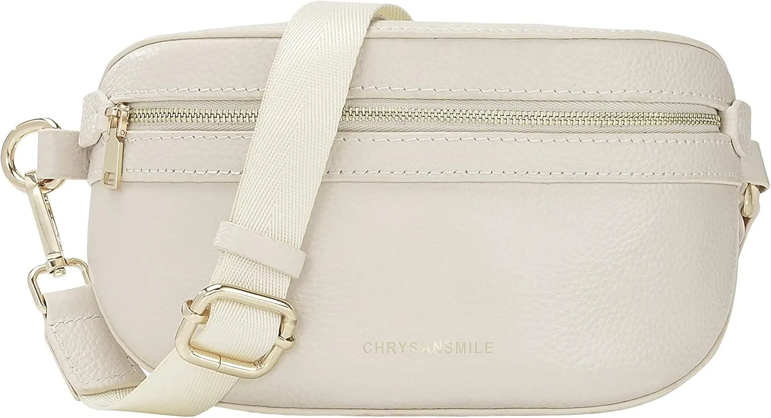 Chrysansmile Genuine Leather Belt Bag Crossbody Fanny Packs for Women Men White Fashion Waist Packs