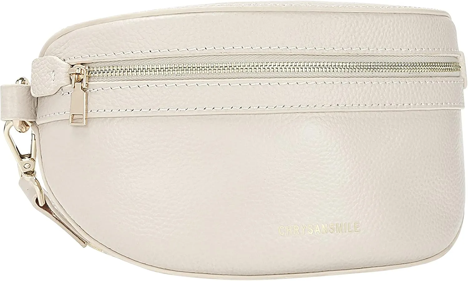 Chrysansmile Genuine Leather Belt Bag Crossbody Fanny Packs for Women Men White Fashion Waist Packs