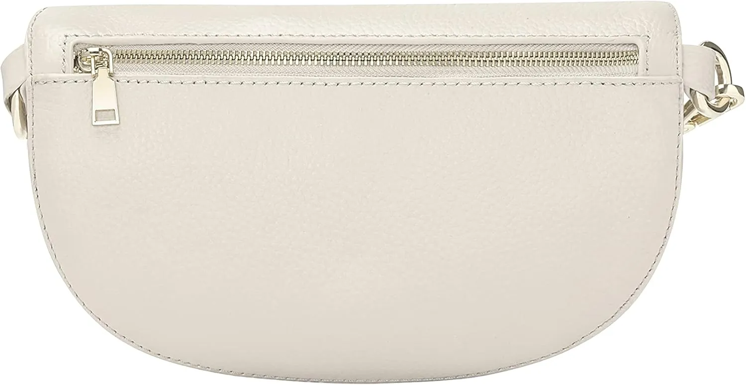 Chrysansmile Genuine Leather Belt Bag Crossbody Fanny Packs for Women Men White Fashion Waist Packs