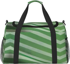 Classic Green Striped Travel Tote Bag â€“ Large Reusable Shopping Bag, Vacation Tote, Sports Duffel Bag with Adjustable Crossbody Strap