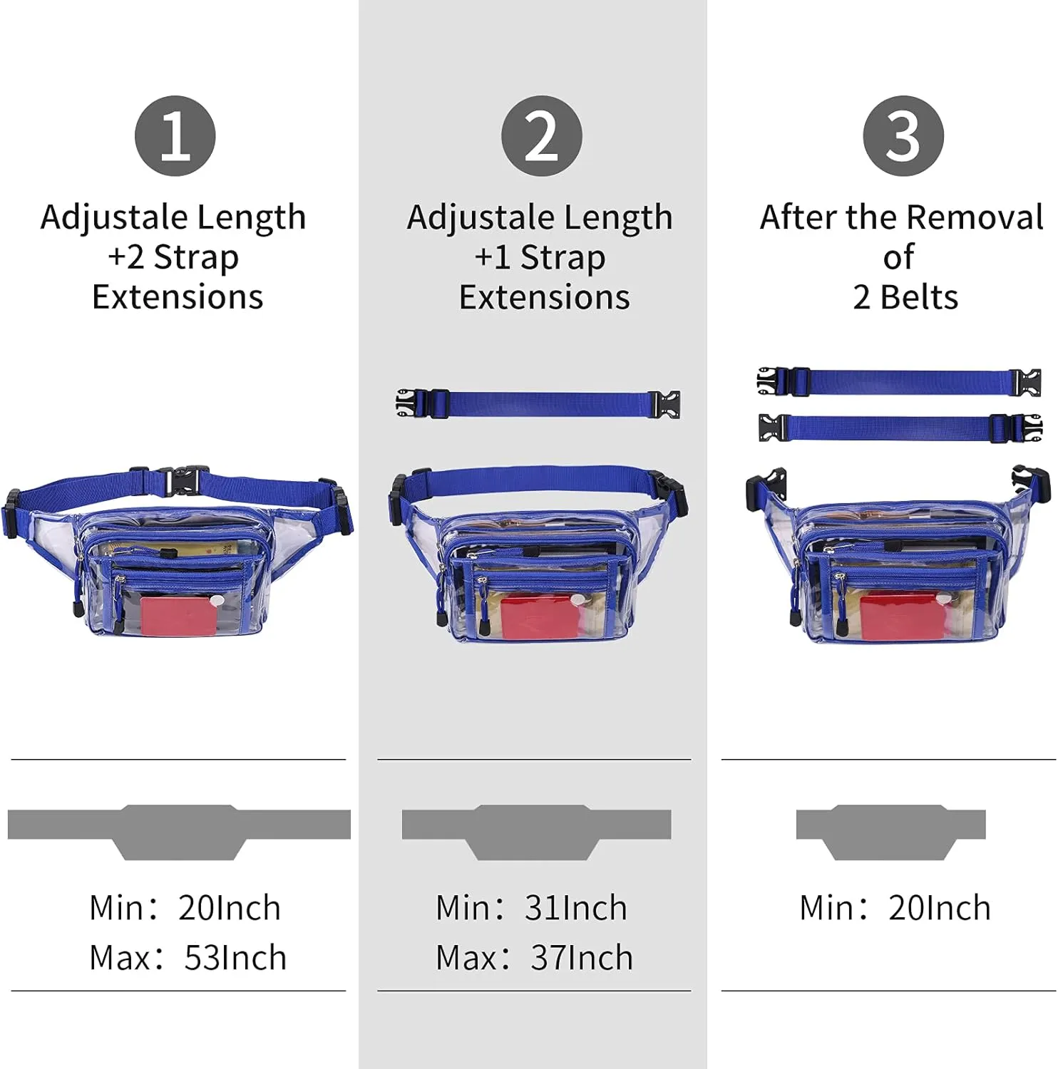 Clear Bag Stadium Approved Clear Fanny Pack for Women for Work,Multi-purpose Waist Bag for Travel & Sporting Event