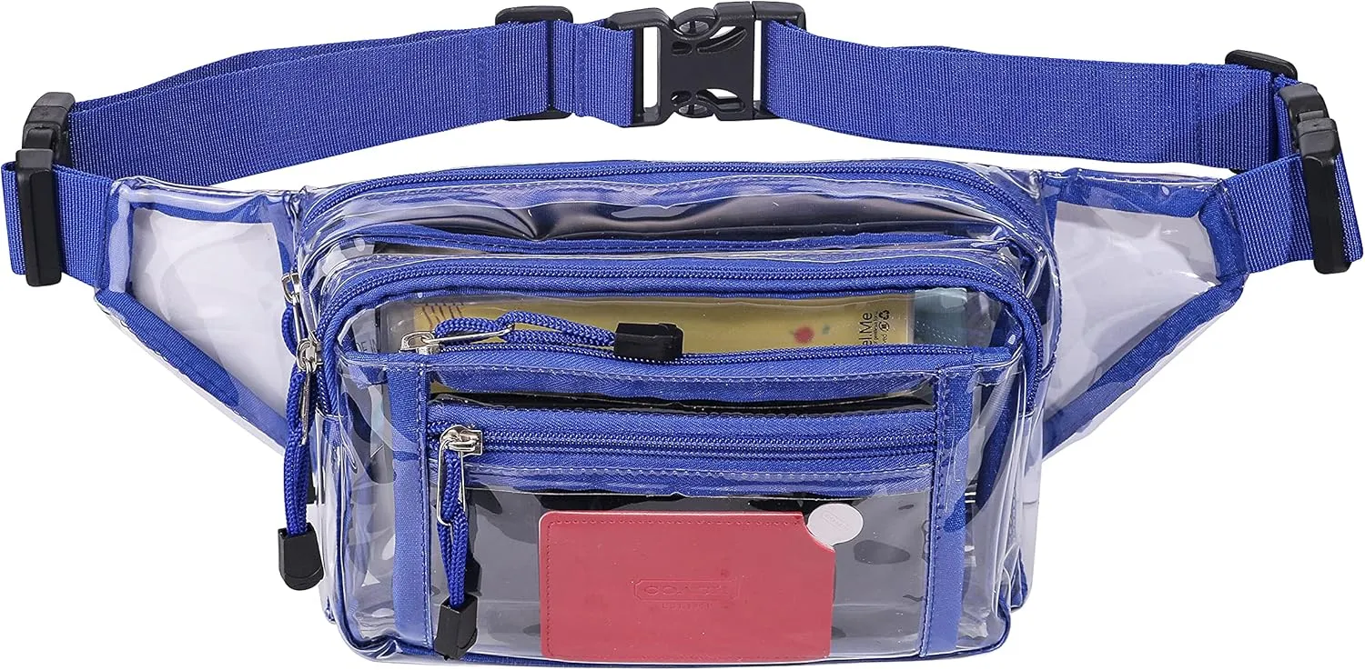 Clear Bag Stadium Approved Clear Fanny Pack for Women for Work,Multi-purpose Waist Bag for Travel & Sporting Event