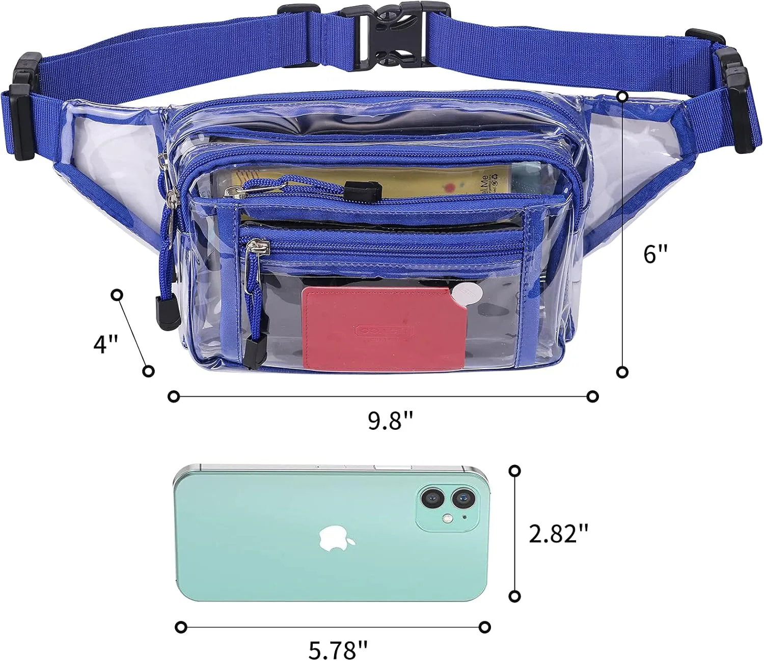 Clear Bag Stadium Approved Clear Fanny Pack for Women for Work,Multi-purpose Waist Bag for Travel & Sporting Event