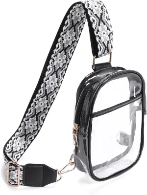 Clear Crossbody Bag for Stadium Events, Stadium Approved Clear Sling Bags for Game Day, Concerts