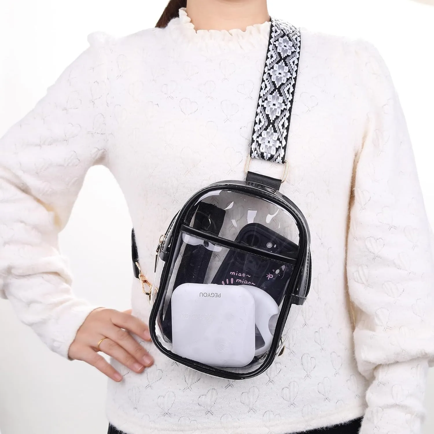 Clear Crossbody Bag for Stadium Events, Stadium Approved Clear Sling Bags for Game Day, Concerts