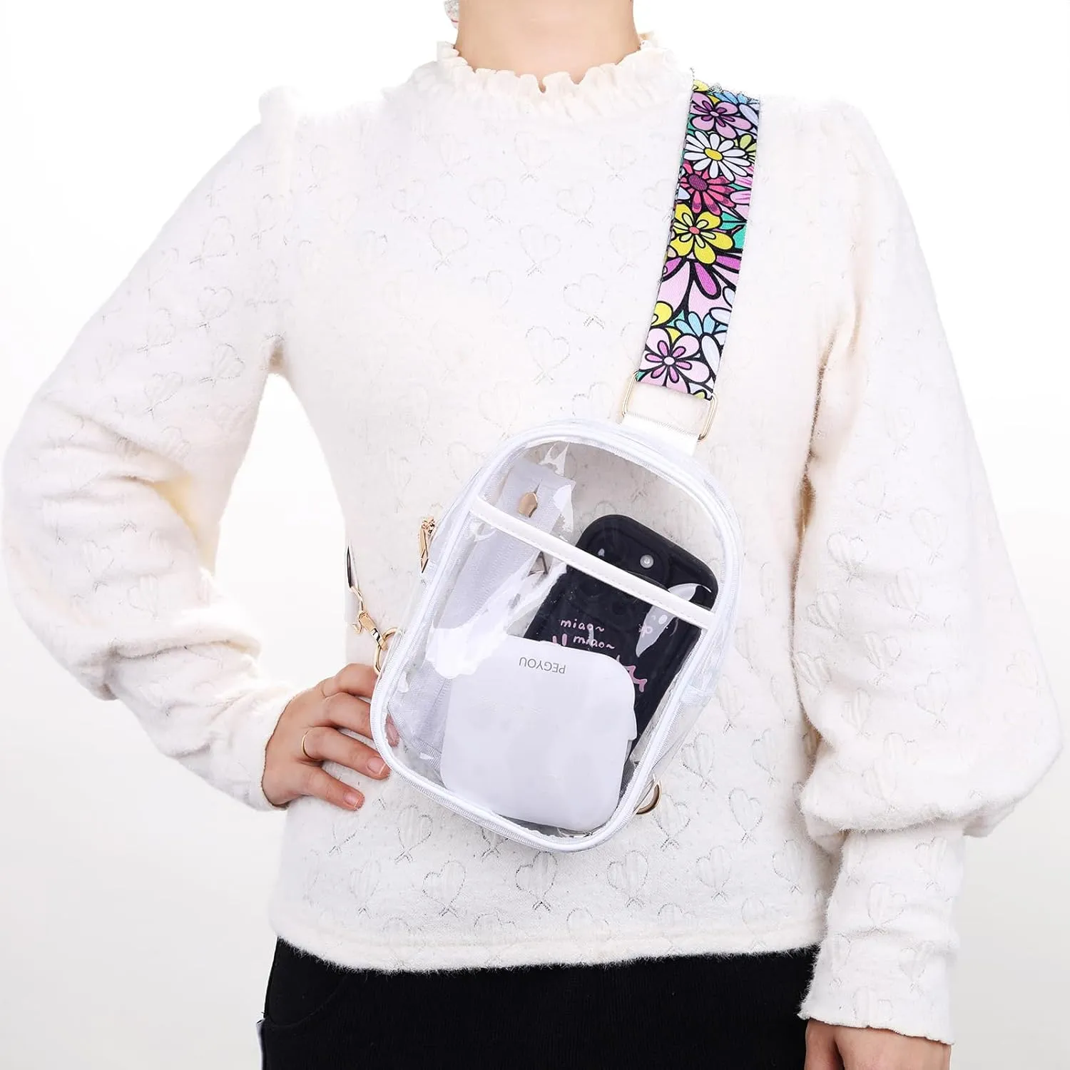 Clear Crossbody Bag for Stadium Events, Stadium Approved Clear Sling Bags for Game Day, Concerts
