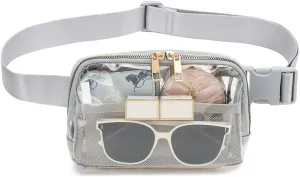 Clear Fanny Pack For Women, Fashion Waist Packs Clear Plastic Bag With Adjustable Strap For Beach Cycling Concert Outdoors Grey