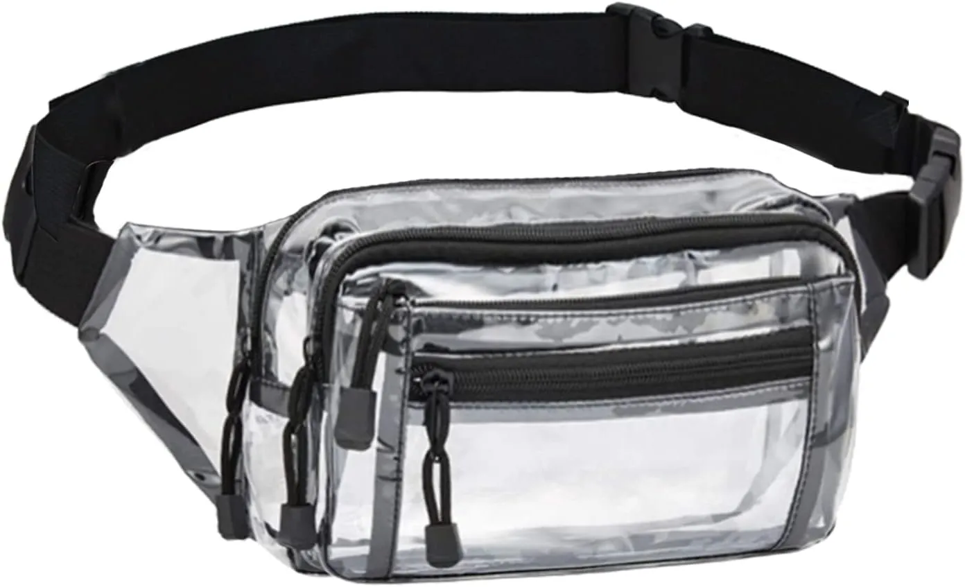 Clear Fanny Pack Stadium Approved Multi-purpose Waist Bag for Work,Travel & Sporting Event