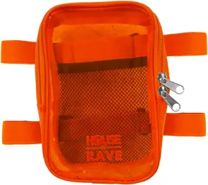Clear Thigh Bag - Carnival Bag - Neon Thigh Bag w/Mesh Pocket & Double Zipper - Rave Bag for Women - Jelly Phone Holder Bag (Orange)