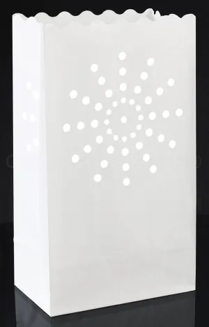 CleverDelights White Sunburst Luminary Bags - 20 Count - Wedding Party Christmas Holiday Luminaria