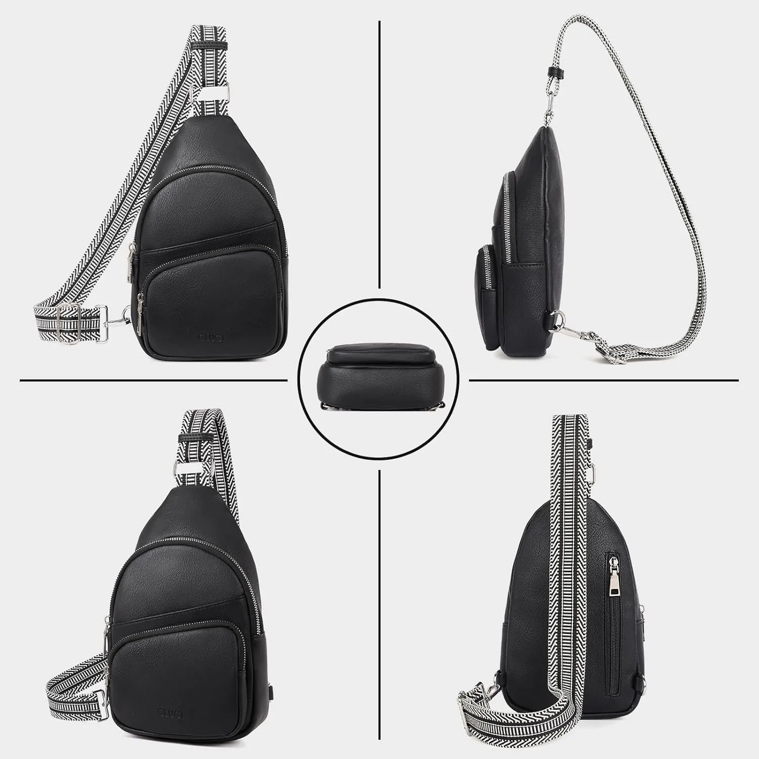 CLUCI Small Sling Bag for Women, Vegan Leather Fanny Pack Crossbody Bags for Women, Chest Bag With Guitar Strap