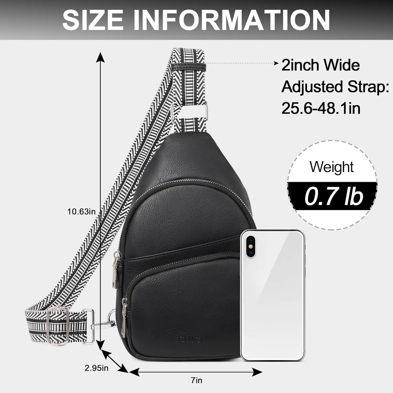 CLUCI Small Sling Bag for Women, Vegan Leather Fanny Pack Crossbody Bags for Women, Chest Bag With Guitar Strap