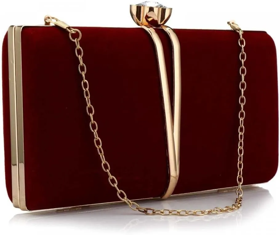 Clutch Bags for Women Vintage Evening HandBag Diamond Handbag Suede Velvet Purse With Detachable Chain Cocktail Purse