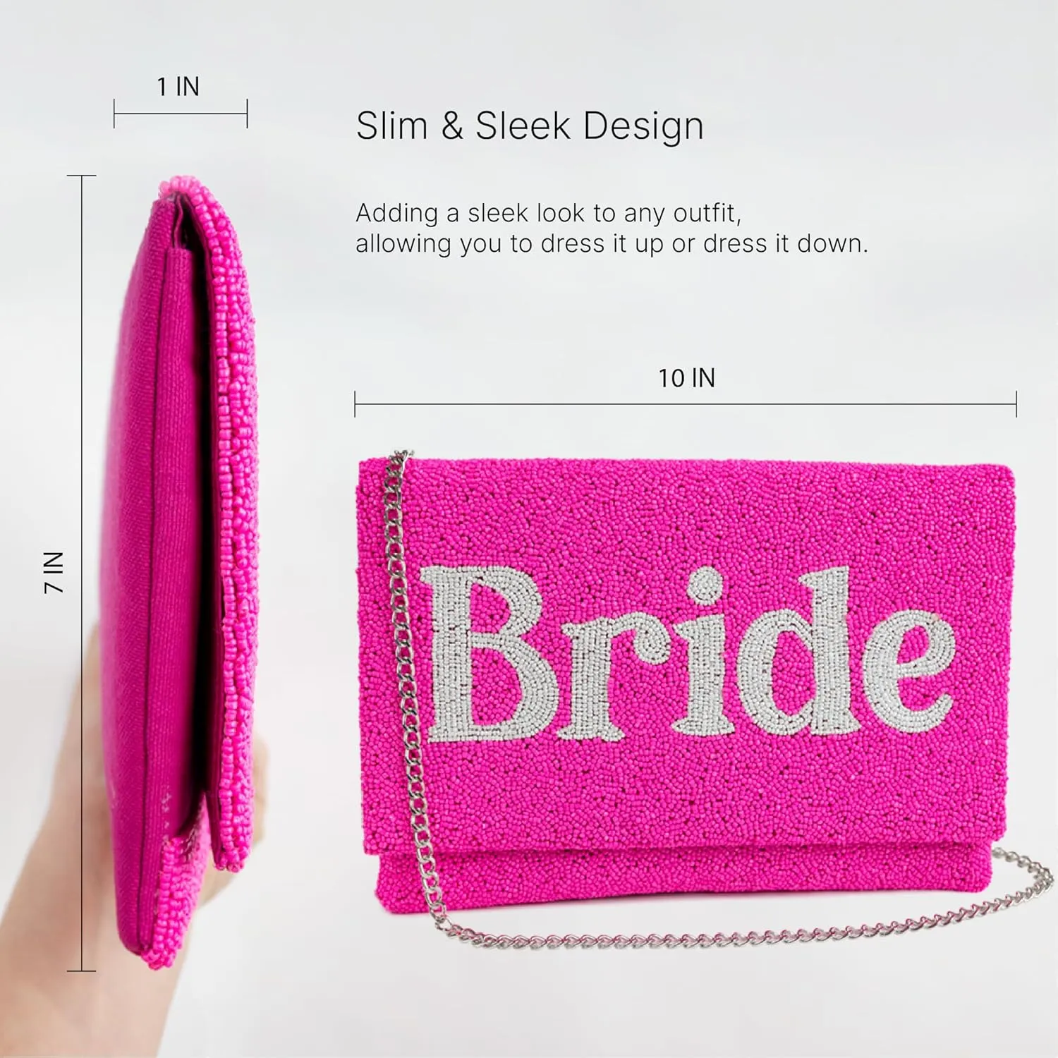 Clutch Purse for Wedding Day Beaded Clutch Purse Bachelorette Party Bridal Shower,Engagement Gifts & Bride To Be