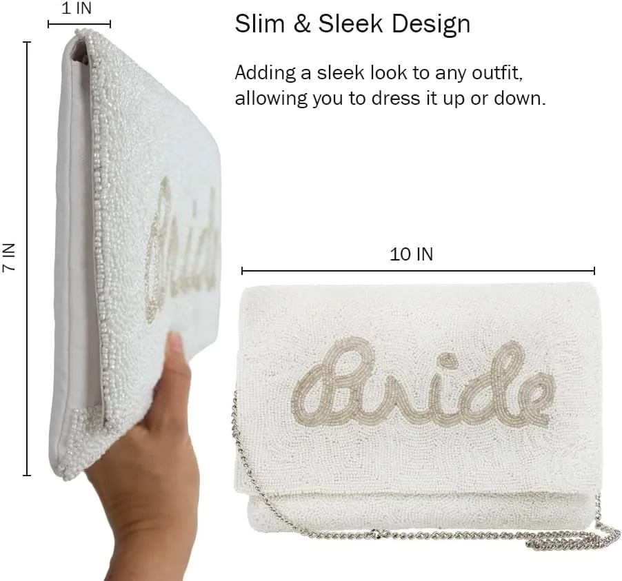 Clutch Purse for Wedding Day Beaded Clutch Purse Bachelorette Party Bridal Shower,Engagement Gifts & Bride To Be