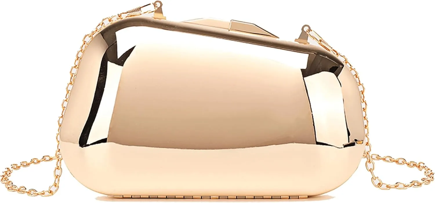 Clutch Purse for Women Metallic Evening Bag Acrylic Shell Handbag With Chain for Wedding Party Prom