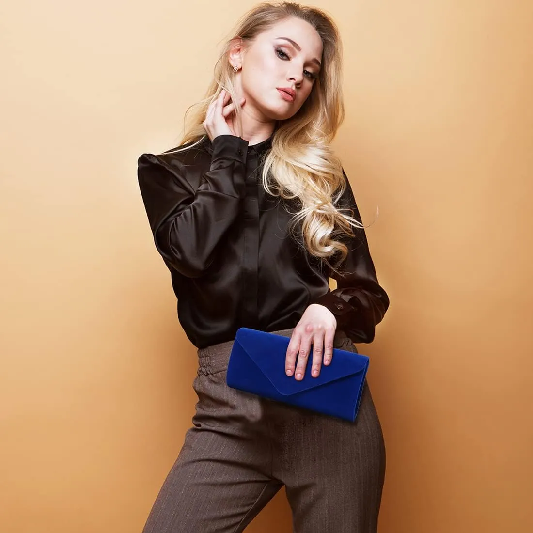 Clutch Purses Evening Bag for Women Party Prom Black-Tie Events Velvet Handbag Shoulder Cross Body Bag With Detachable Chain