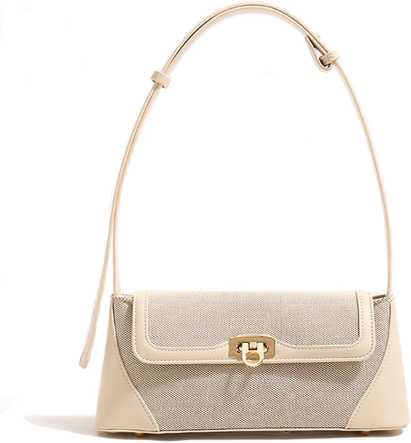 Clutch Shoulder Bag Small for Women PU Leather Canvas Mini Tote Handbag Purse with Buckle Closure