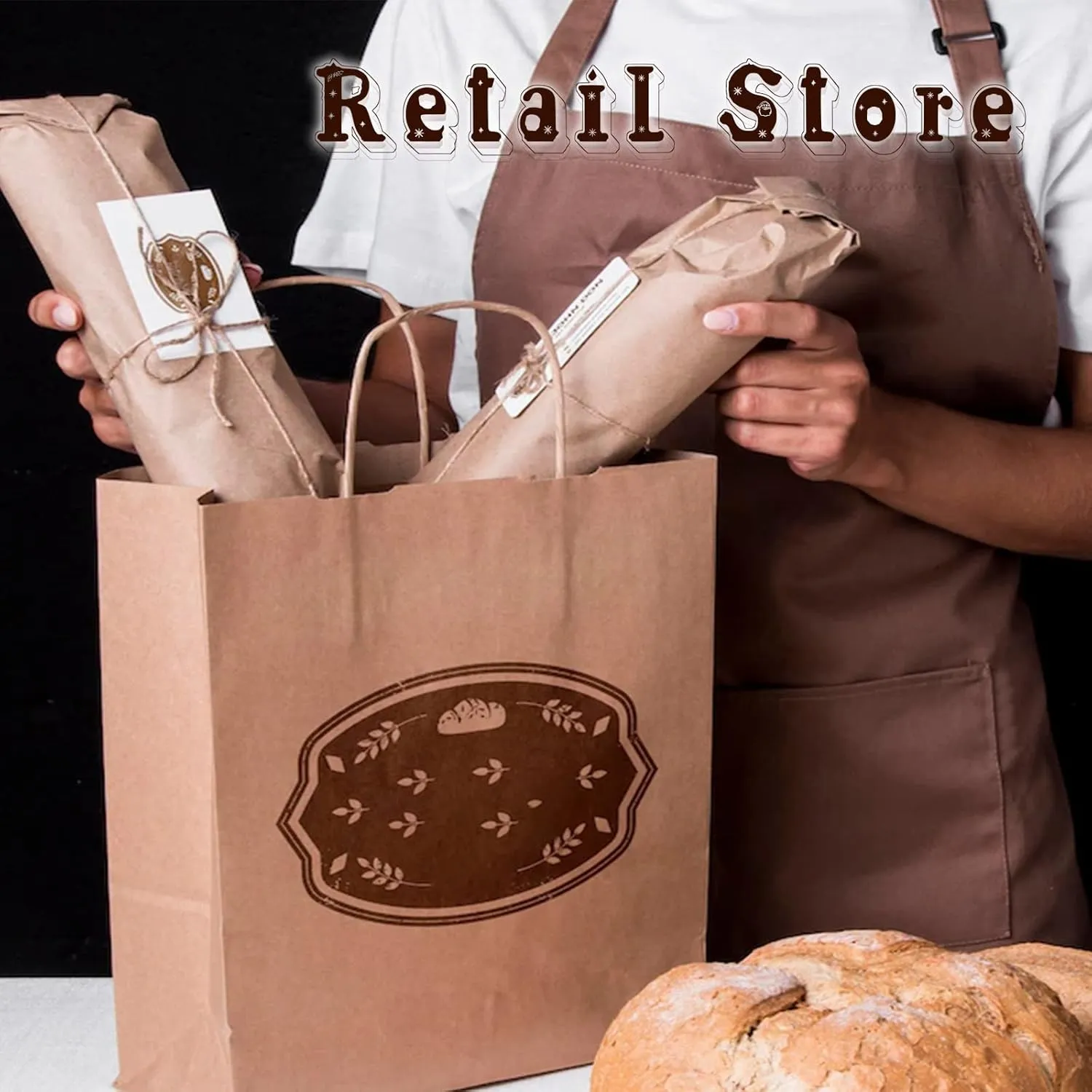 COGLARING 50Pcs White Gift Bags with Handles - 11x5.9x11 Inch Kraft Paper Bag Bulk for Weddings, Parties, Retail & Gift Wrapping - White Paper Bags