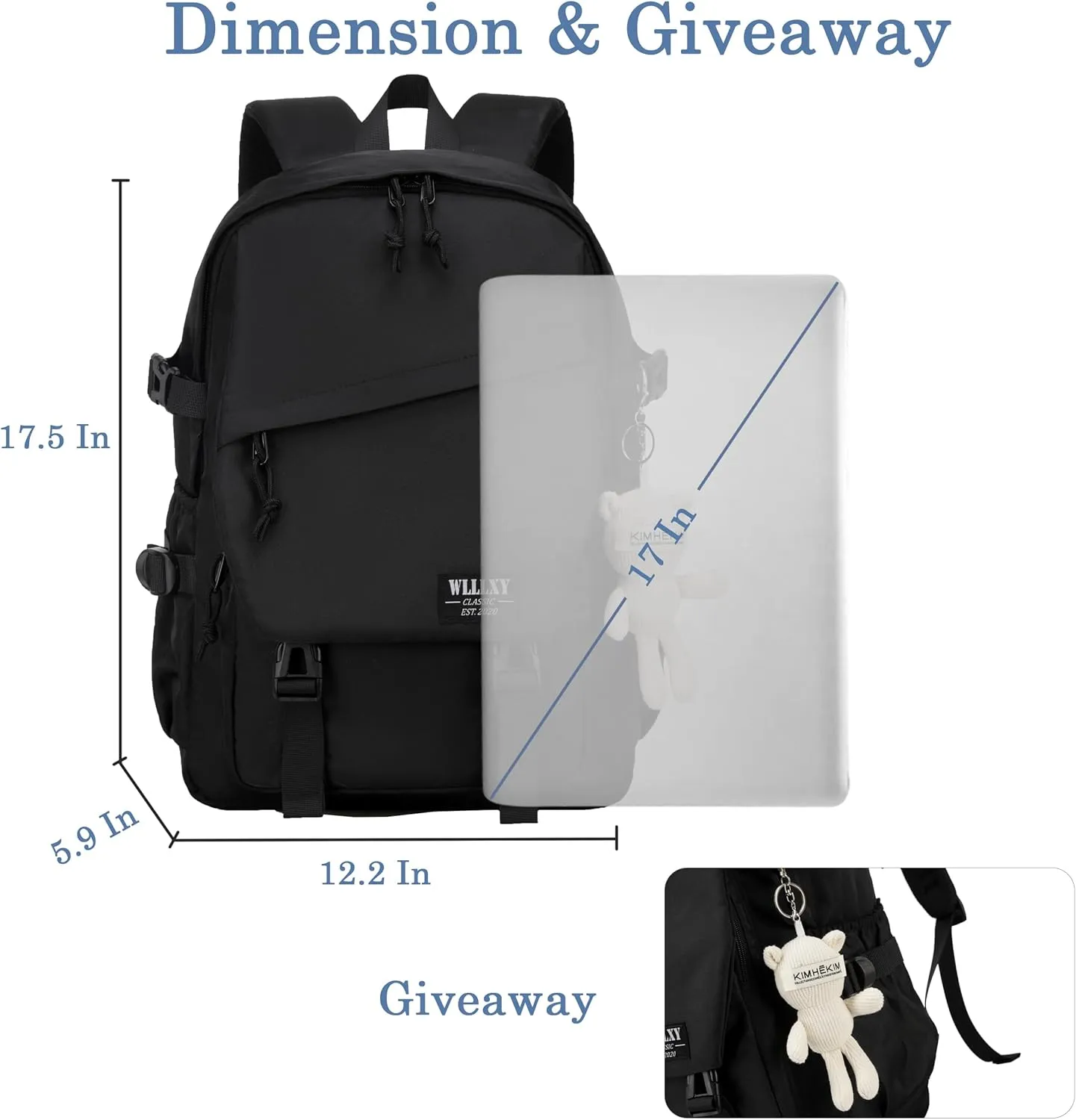 College Laptop Backpack for Men Women 15.6 Elementary Middle High School Book Bag For Teens Girls Boys Anti Theft Travel Backpacks Waterproof Casual Daypack Large Student Bookbags（Black-M）