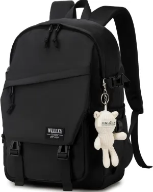 College Laptop Backpack for Men Women 15.6 Elementary Middle High School Book Bag For Teens Girls Boys Anti Theft Travel Backpacks Waterproof Casual Daypack Large Student Bookbags（Black-M）